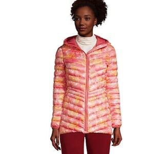 Lands’ End Printed floral Lightweight packable Down Jacket XL